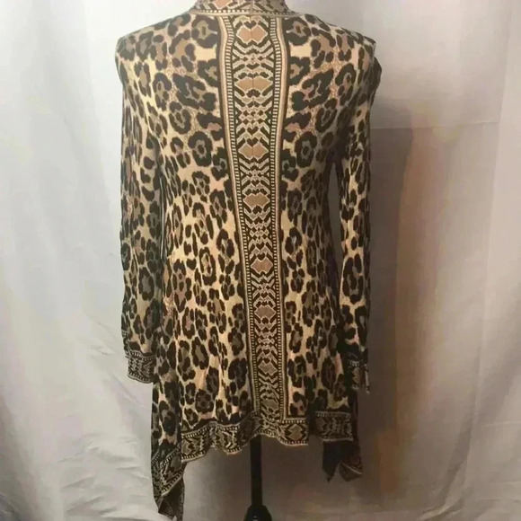 RUBY RD WOMENS SMALL PETITE CHEETAH PRINT Sweater - Picture 4 of 6